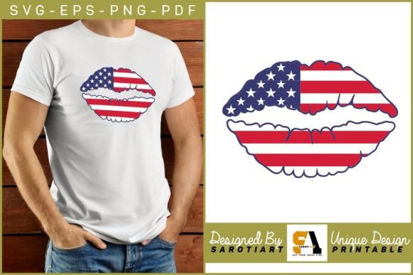 Download American Lip with USA Flag Design Shirt - Premium Bundle